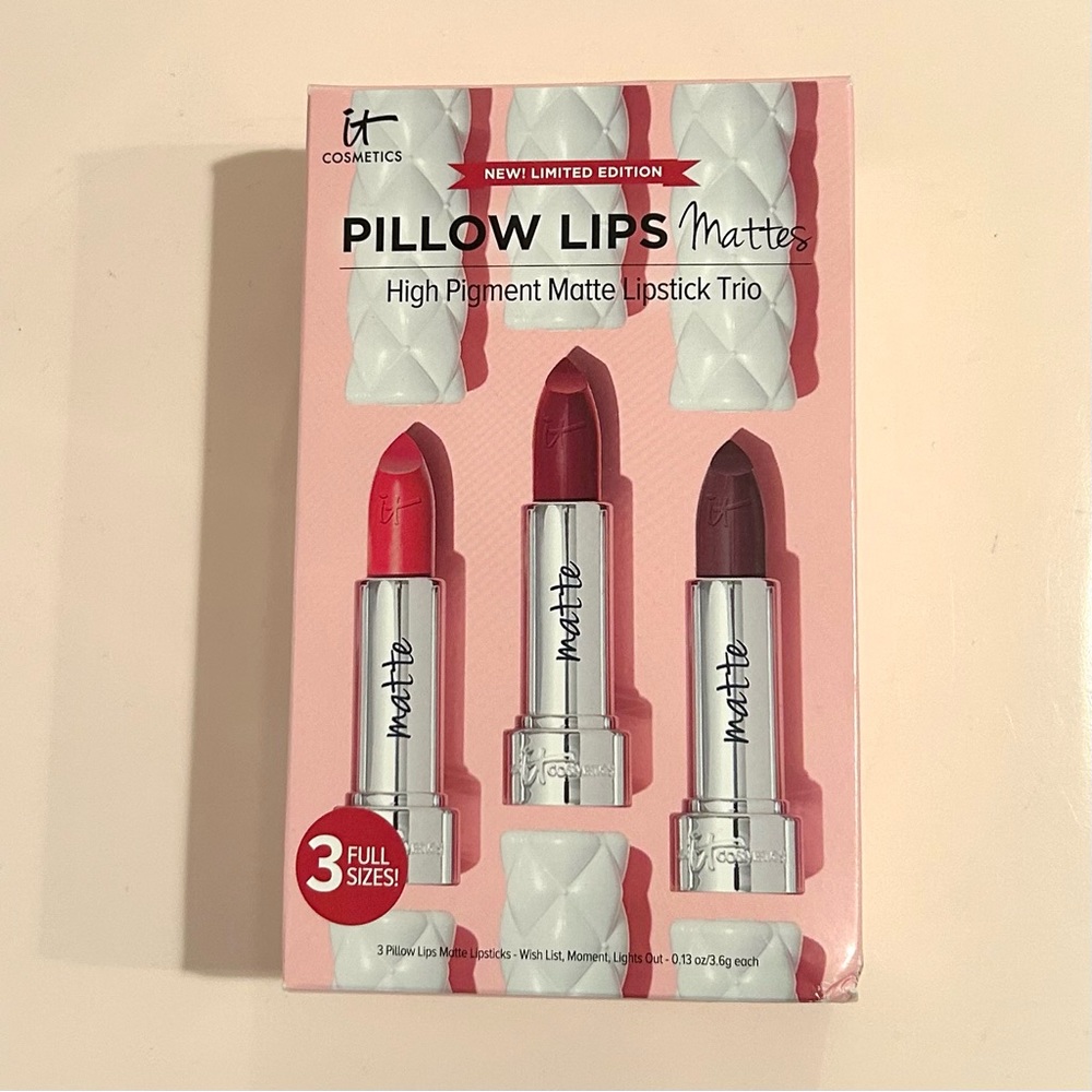 it Cosmetics Pillow Lips Lipstick in Wish List, Moment, and Lights Out
